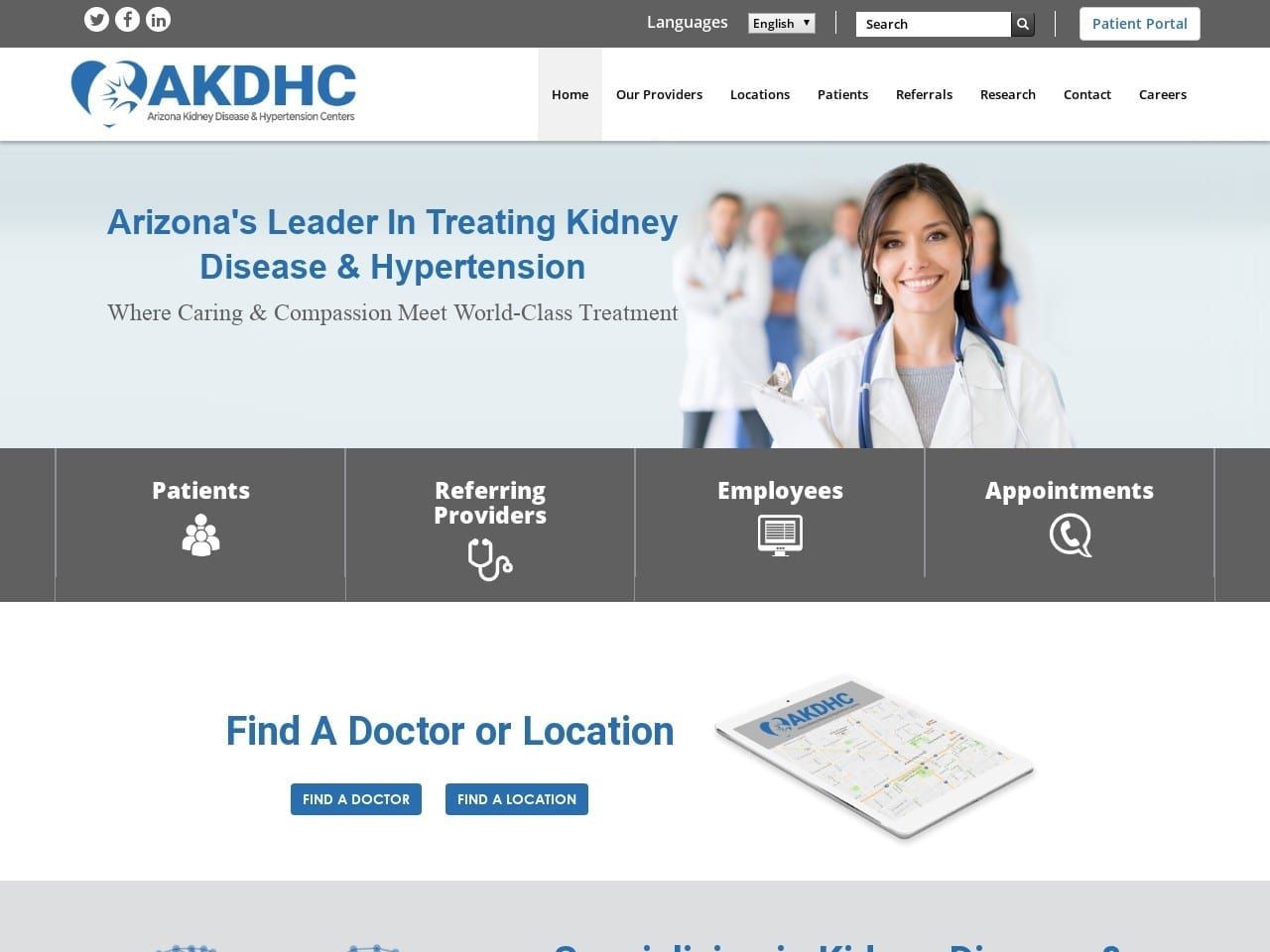 Arizona Kidney Disease Website Screenshot from akdhc.com