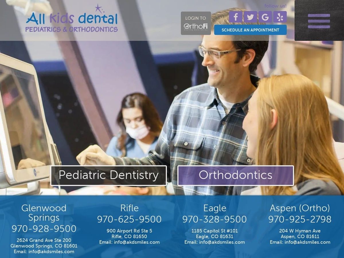 All Kids Dental Pediatrics Dentist Website Screenshot from akdsmiles.com