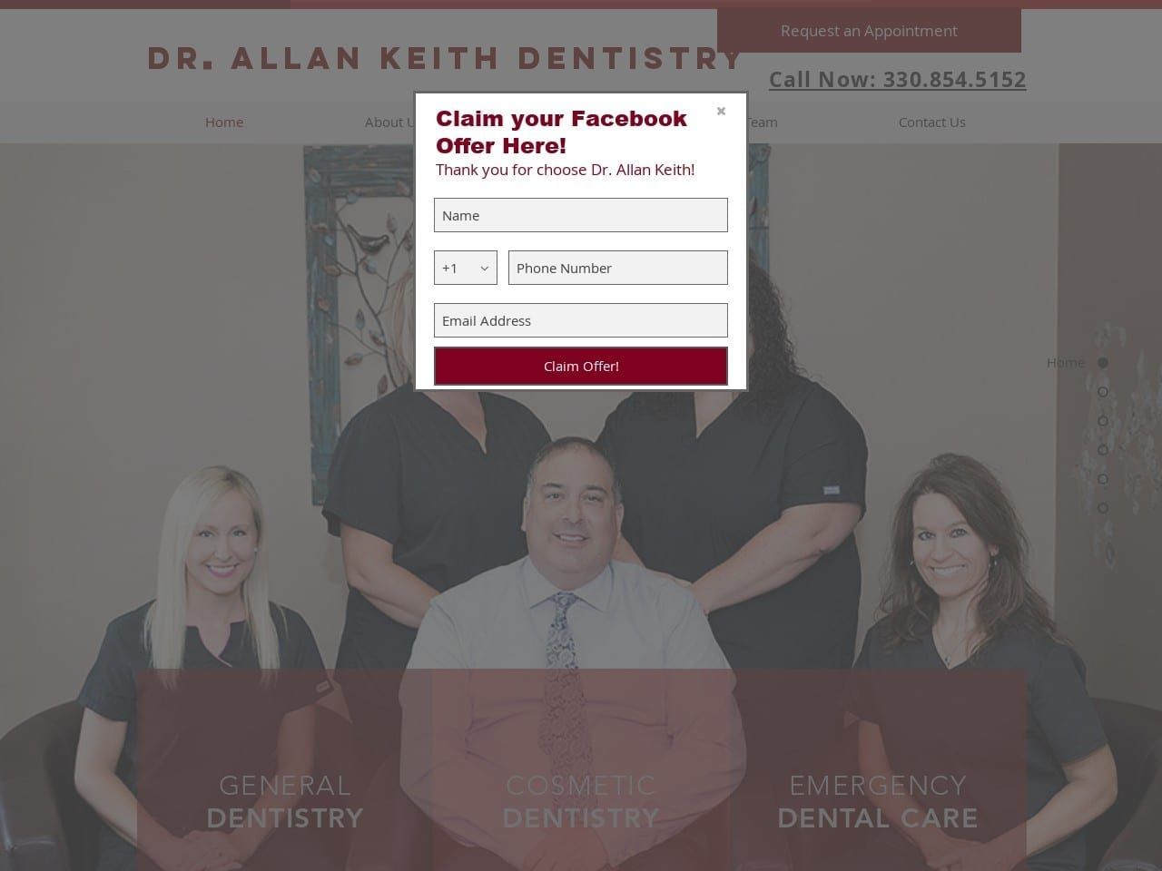 Allan Keith Dentist Website Screenshot from akeithdds.com