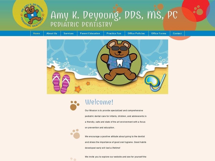 Dr. Amy Deyoung Pediatric Dentist Website Screenshot from akidsdds.com