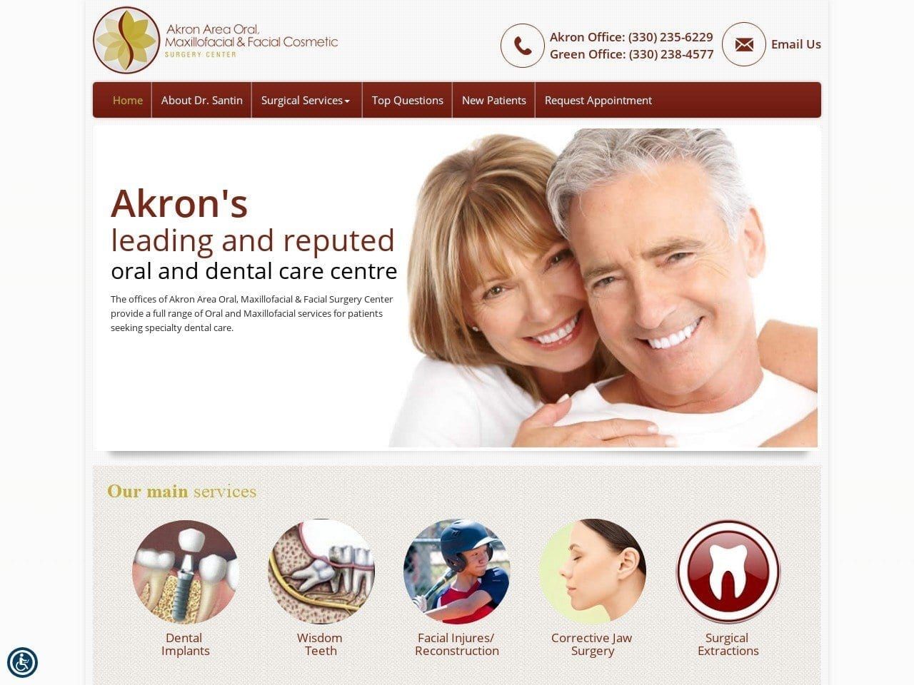 Akron Area Oral Website Screenshot from akronoralsurgery.com