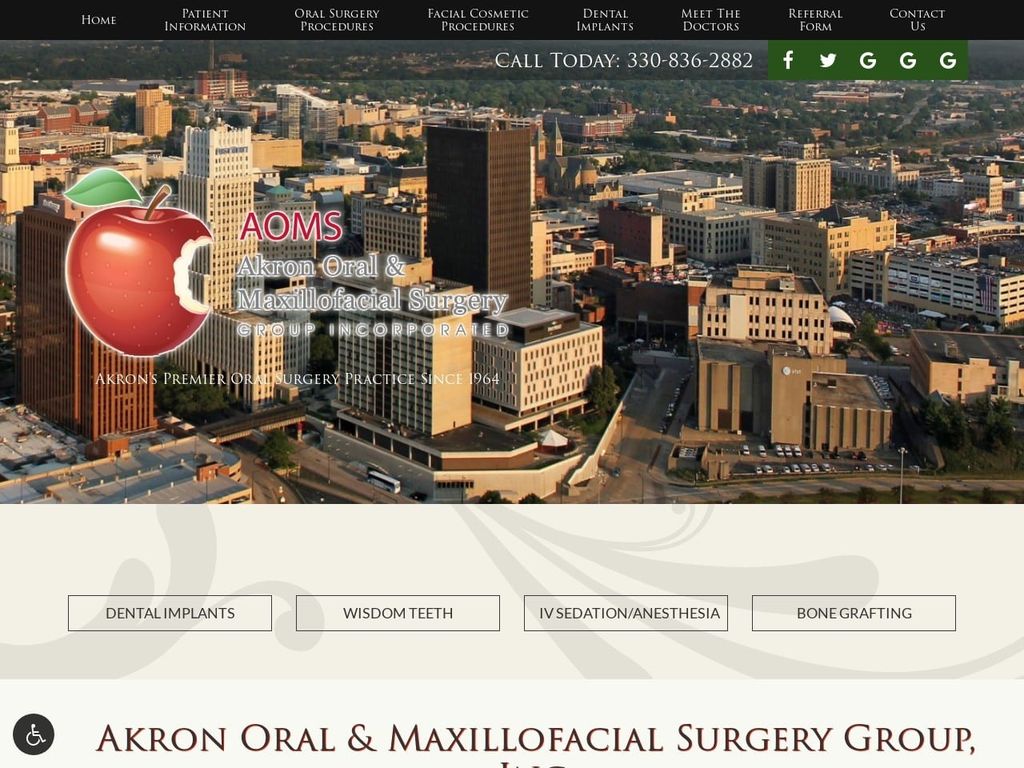 Akron Oral Dentist Website Screenshot from akronoralsurgerygroup.com