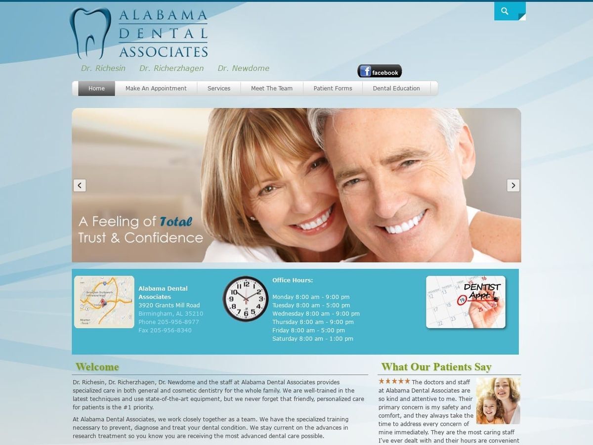Alabama Dental Associates Website Screenshot from alabamadental.com