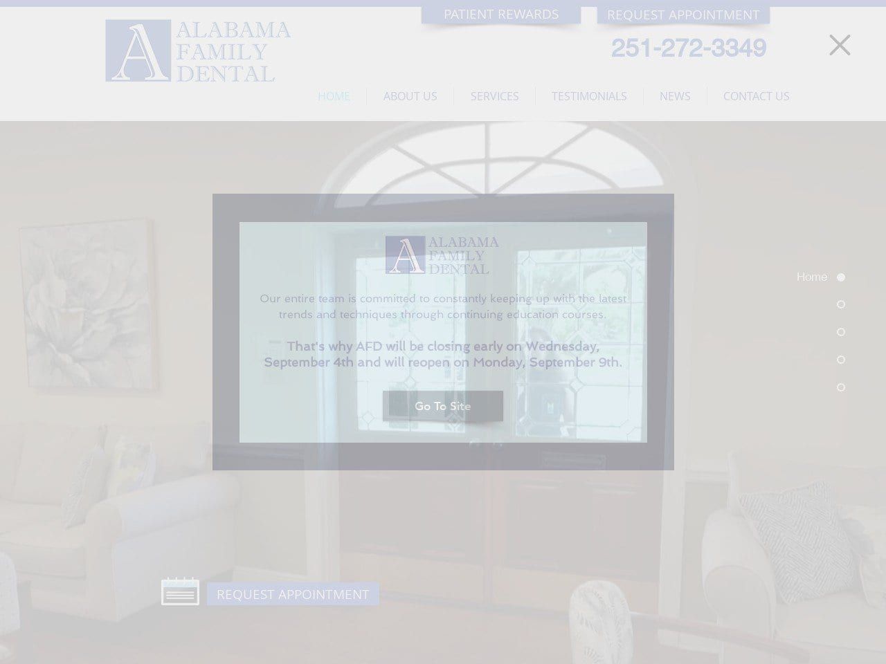 Alabama Family Dental Website Screenshot from alabamafamilydental.com