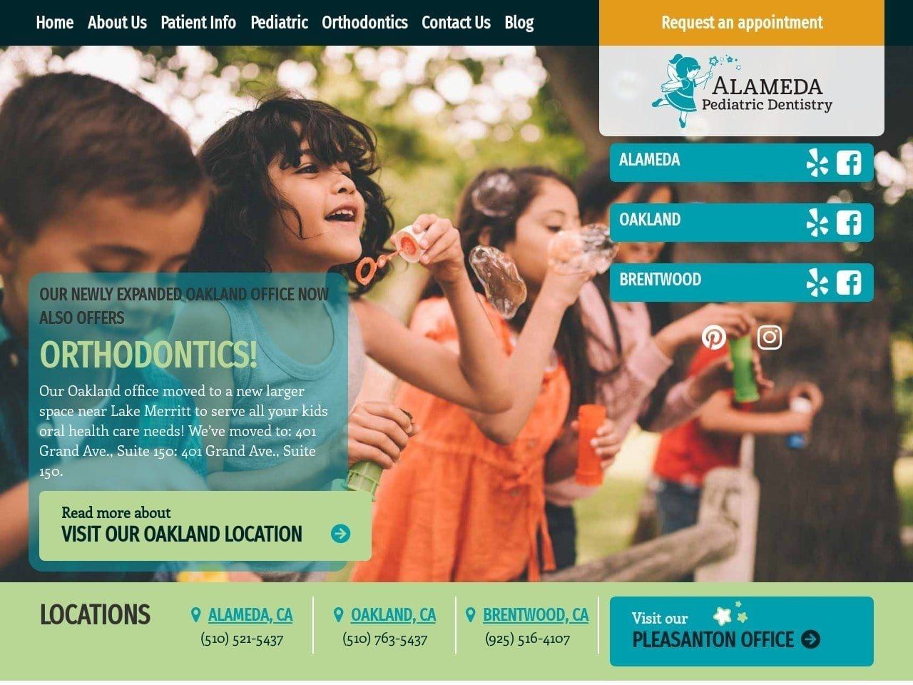 Alameda Pediatric Dentist Website Screenshot from alamedapediatricdentistry.com