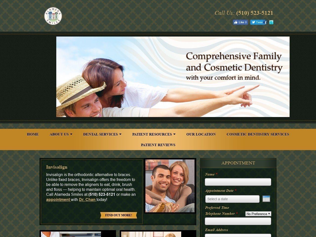 Alameda Family Dentist Website Screenshot from alamedasmiles.com