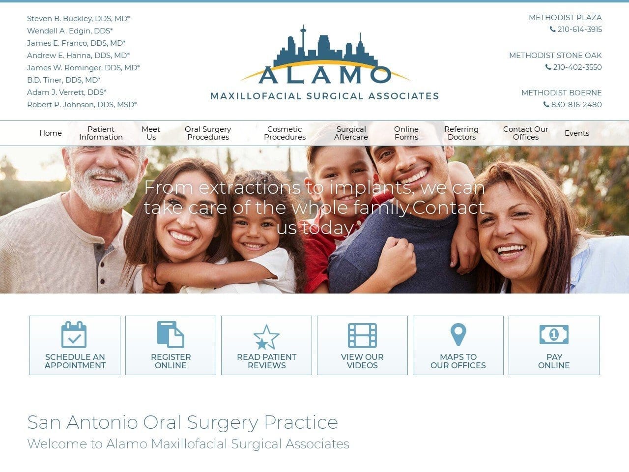 Alamo Maxillofacial Surgical Associates PA Website Screenshot from alamooms.com