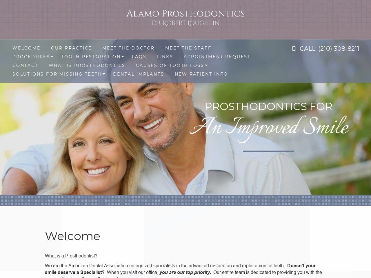 Alamo Prosthodontics Website Screenshot from alamoprosthodontics.com