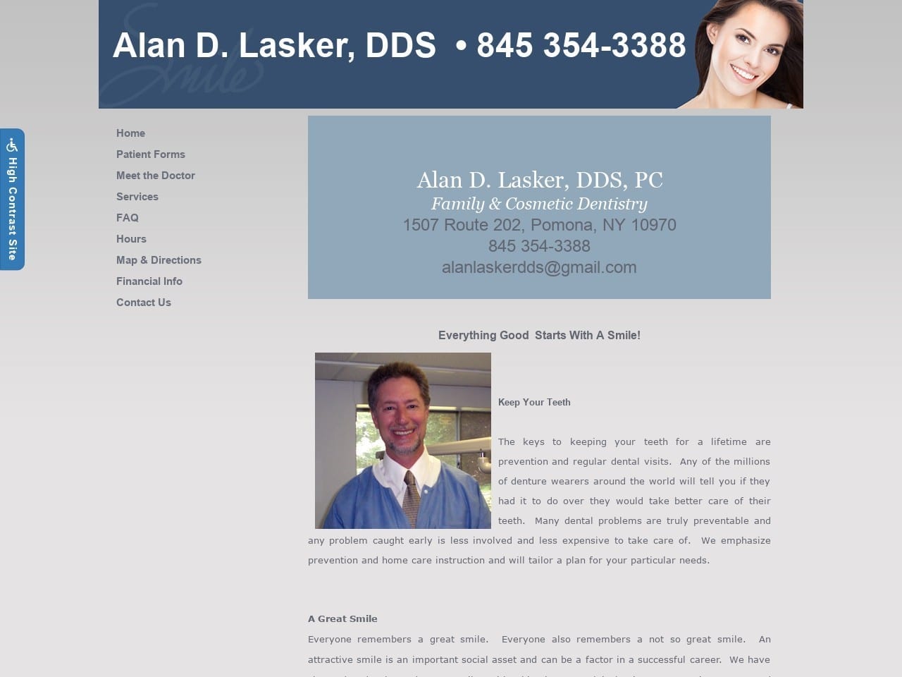 Alan D Lasker PC Lasker Alan D DDS Website Screenshot from alanlaskerdds.com