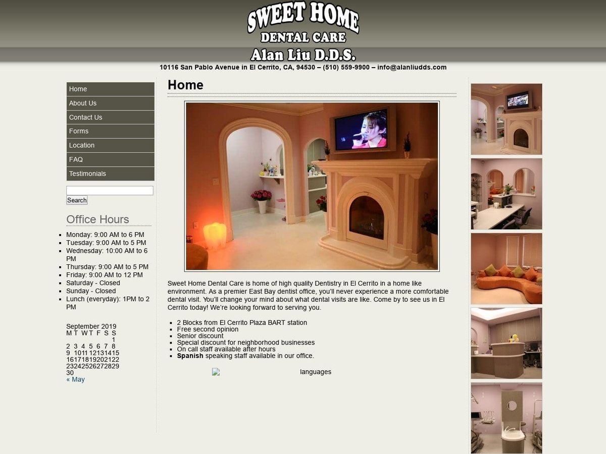 Sweet Home Dental Website Screenshot from alanliudds.com