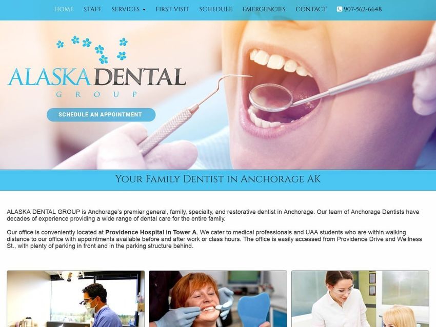 Alaska Dental  Group Website Screenshot from alaskadentalgroup.com