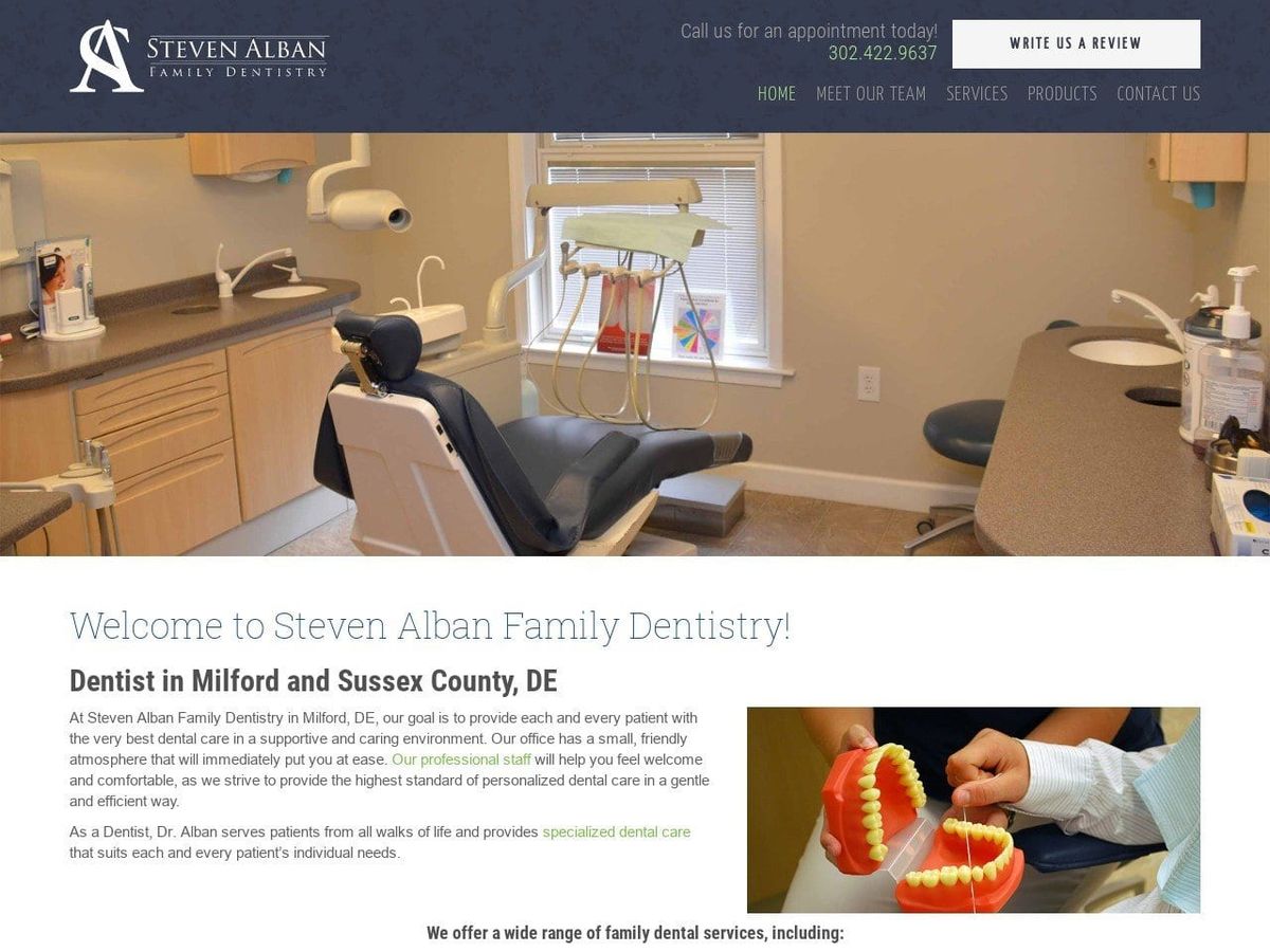 Steven Alban Family Dentist Website Screenshot from albandental.com