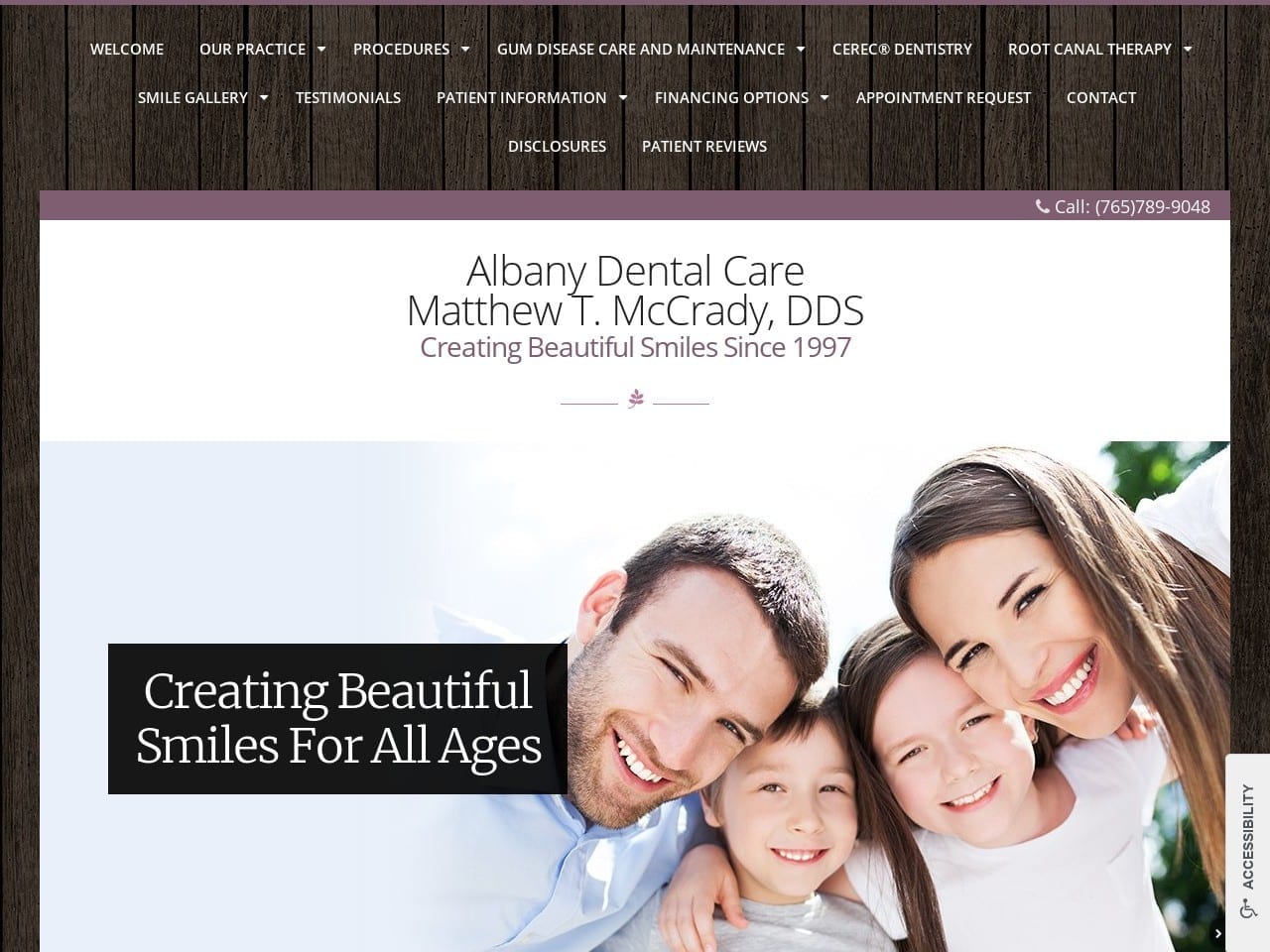 Dr. Matthew T. Mccrady DDS Website Screenshot from albanydentalcare.net