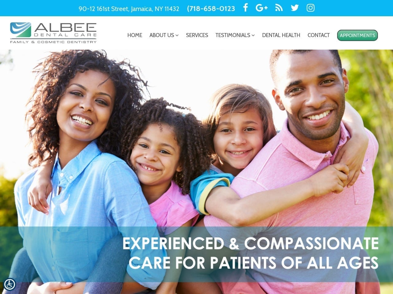 Albee Dental Care Website Screenshot from albeedental.com