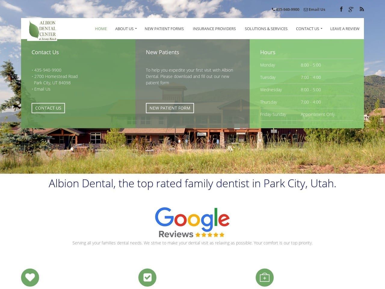 Albion Dental  Center Website Screenshot from albiondentalcenter.com