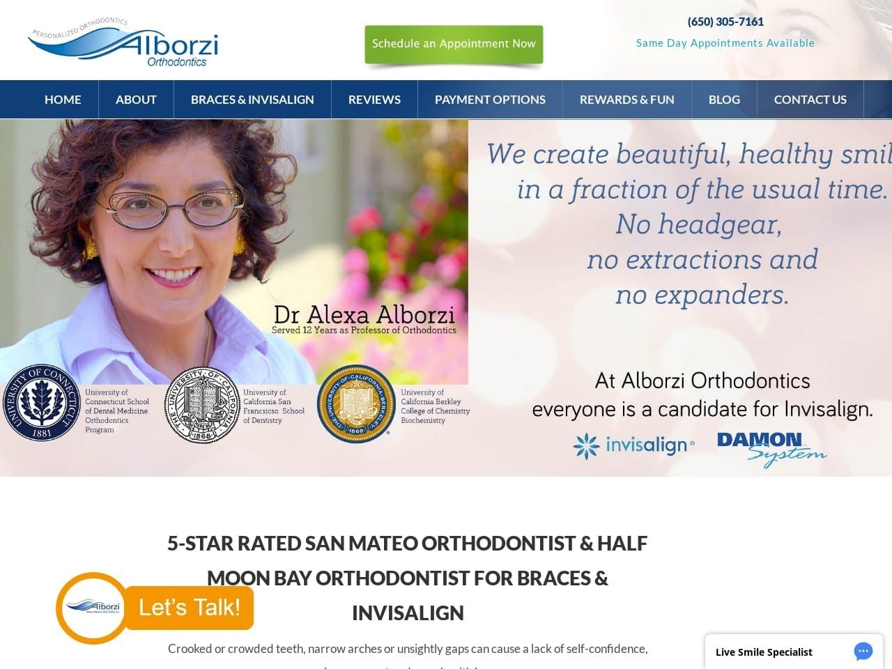 Alexa Alborzi DDS MDS Website Screenshot from alborzismiles.com