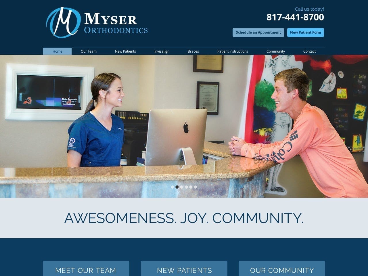 Myser Orthodontics Website Screenshot from aledobraces.com