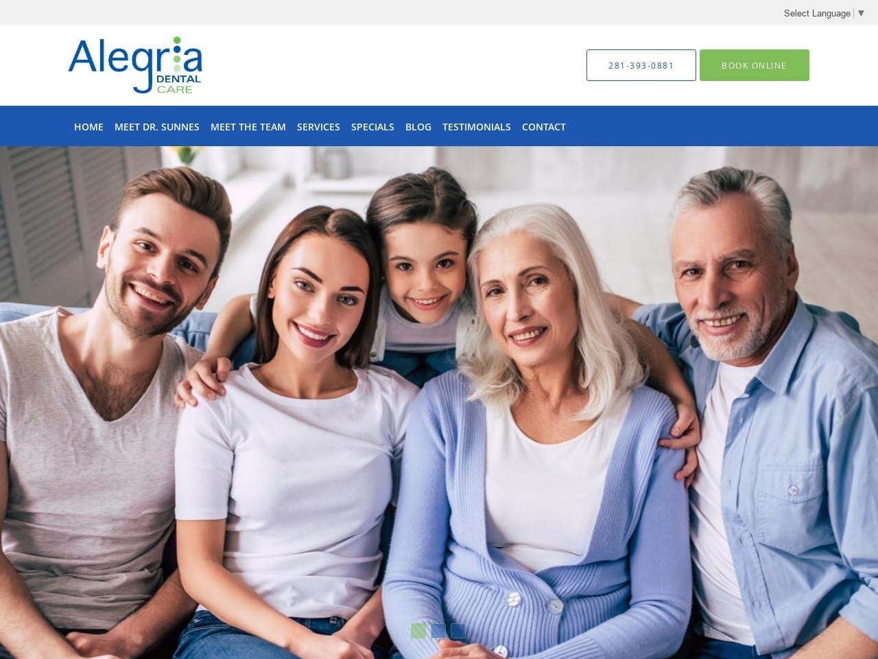 Alegria Dental Care Website Screenshot from alegriadentalcare.com