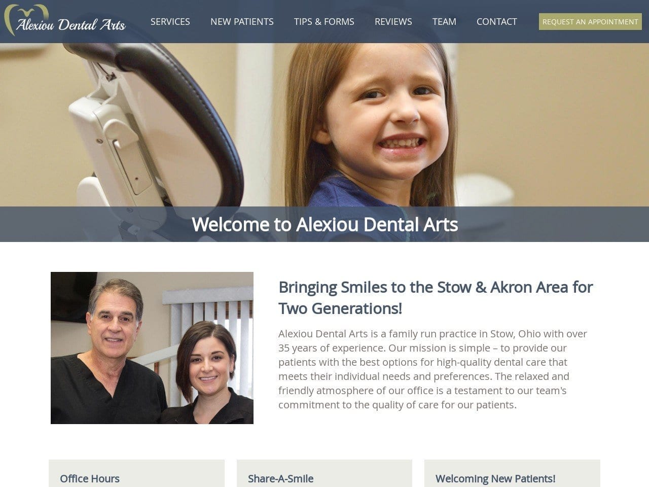 Alexiou Dental Arts Website Screenshot from alexioudentalarts.com