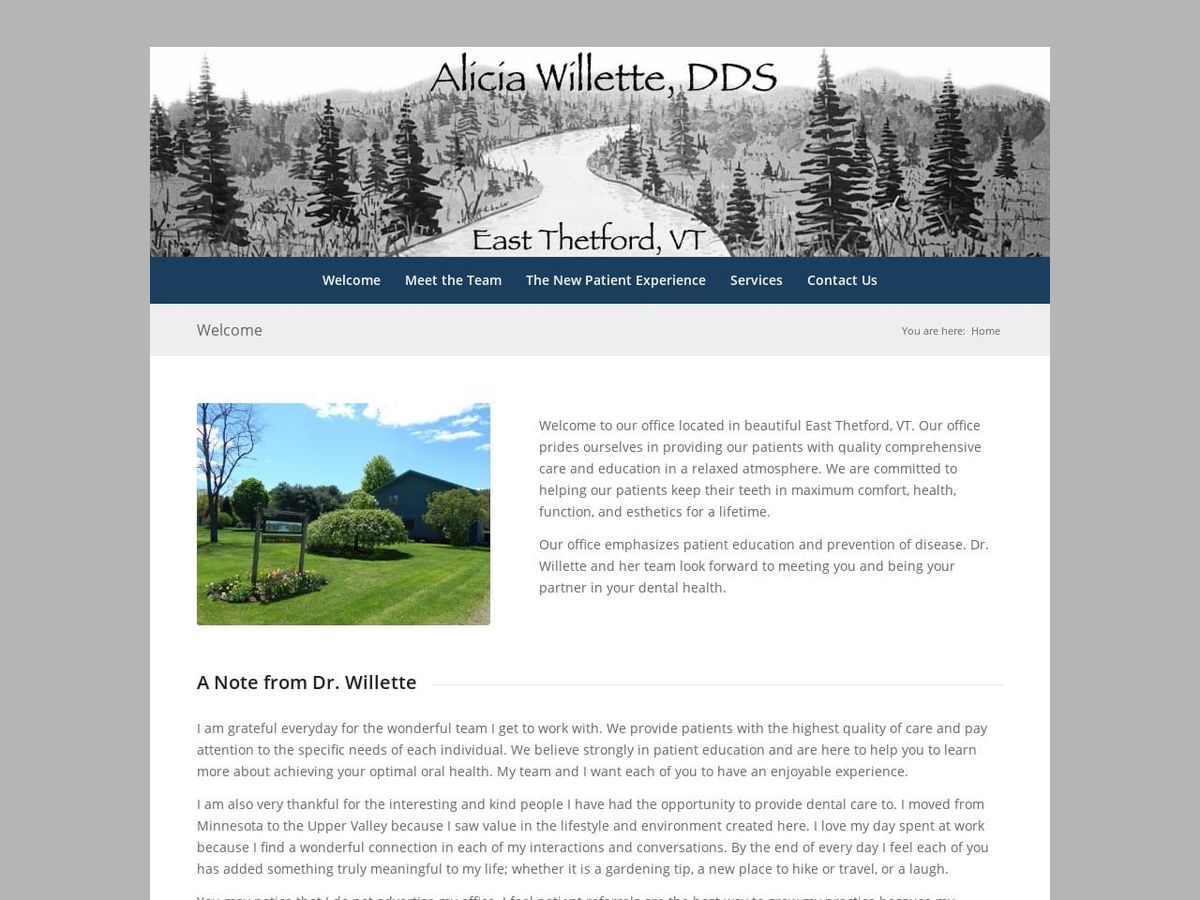 Dr. Alicia J. Willette DDS Website Screenshot from aliciawillettedds.com