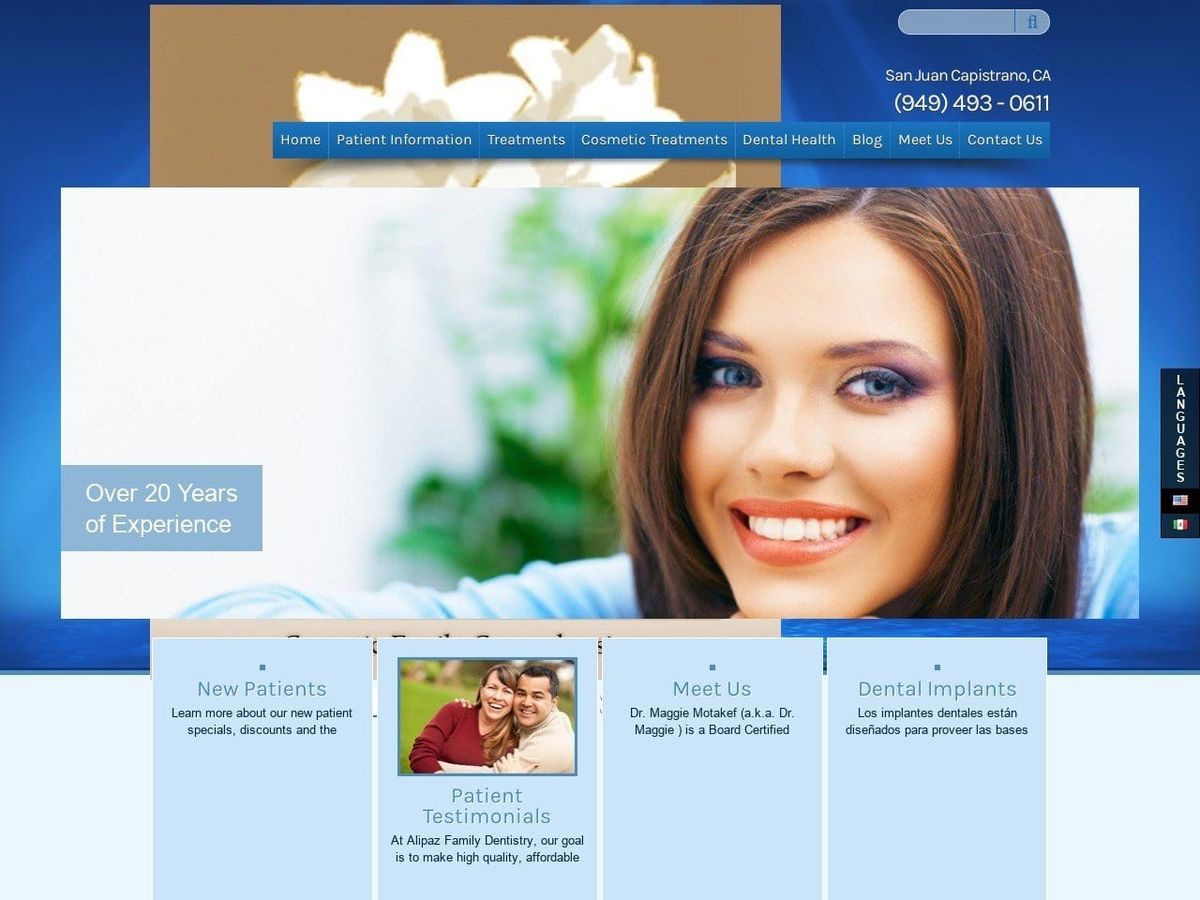 Alipaz Family Dentist Website Screenshot from alipazfamilydentistry.com