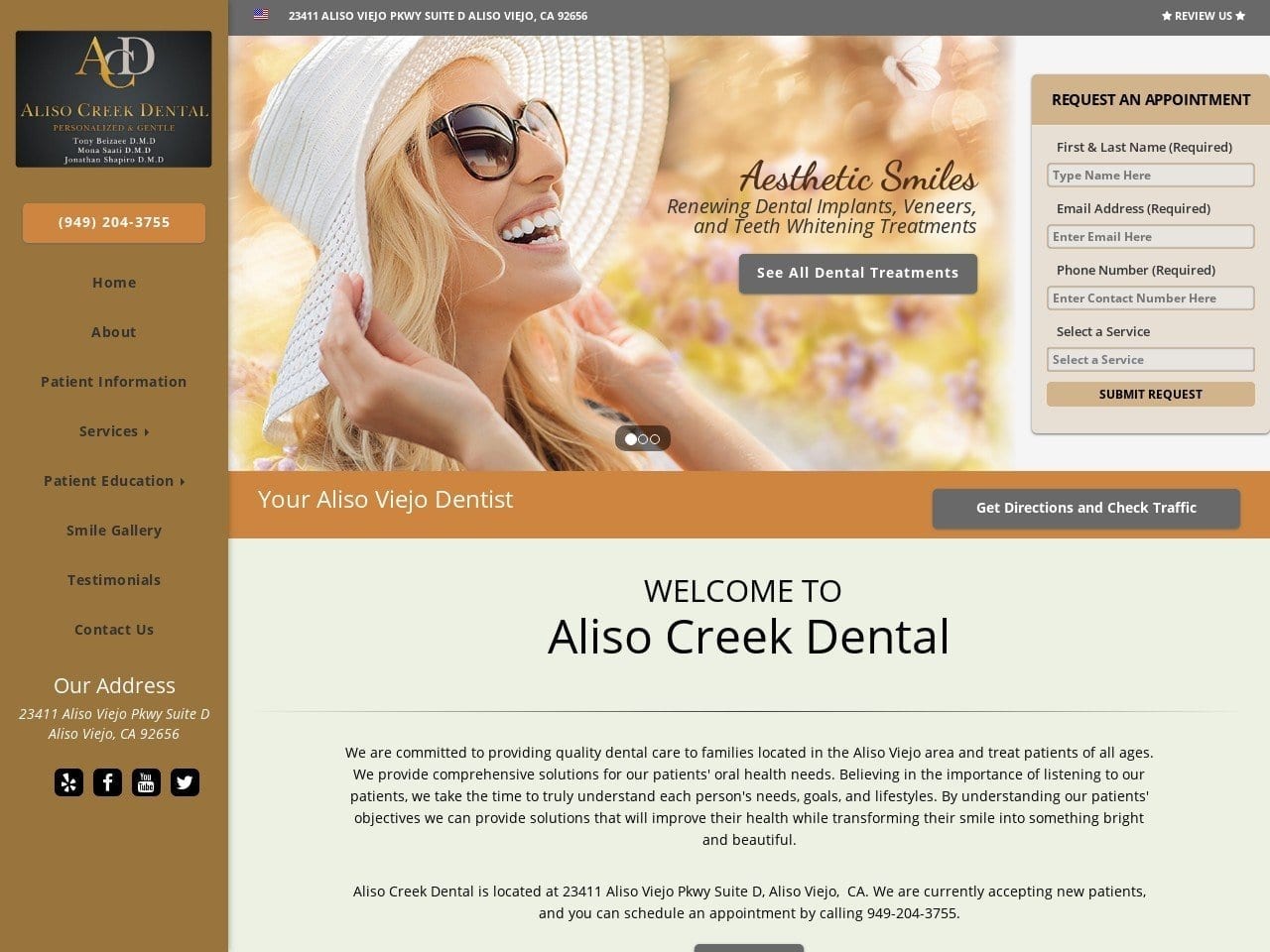 Aliso Creek Dental Website Screenshot from alisocreekdental.com