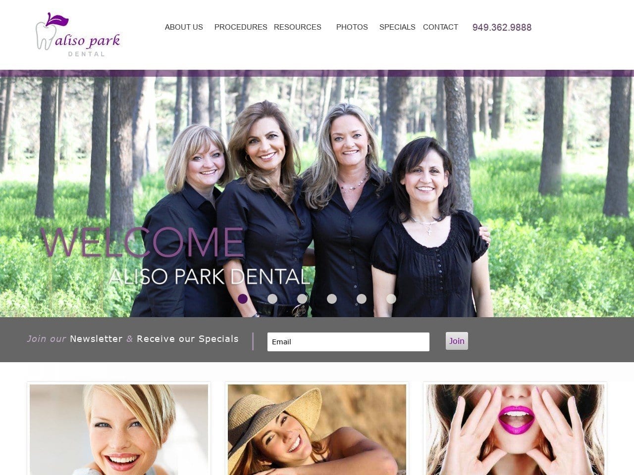 Aliso Park Dental Website Screenshot from alisoparkdental.com