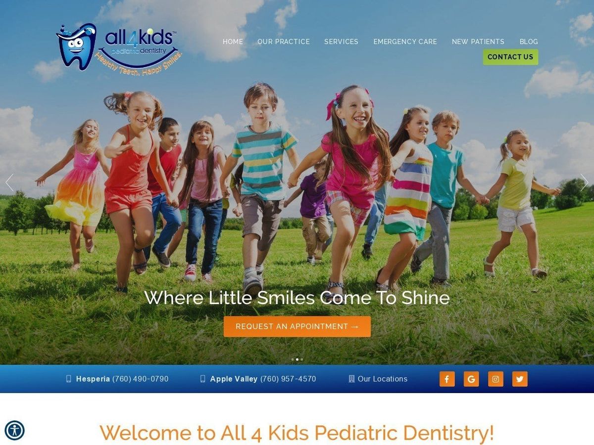 All 4 Kids Pediatric Dentist Website Screenshot from all4kidsdentistry.com