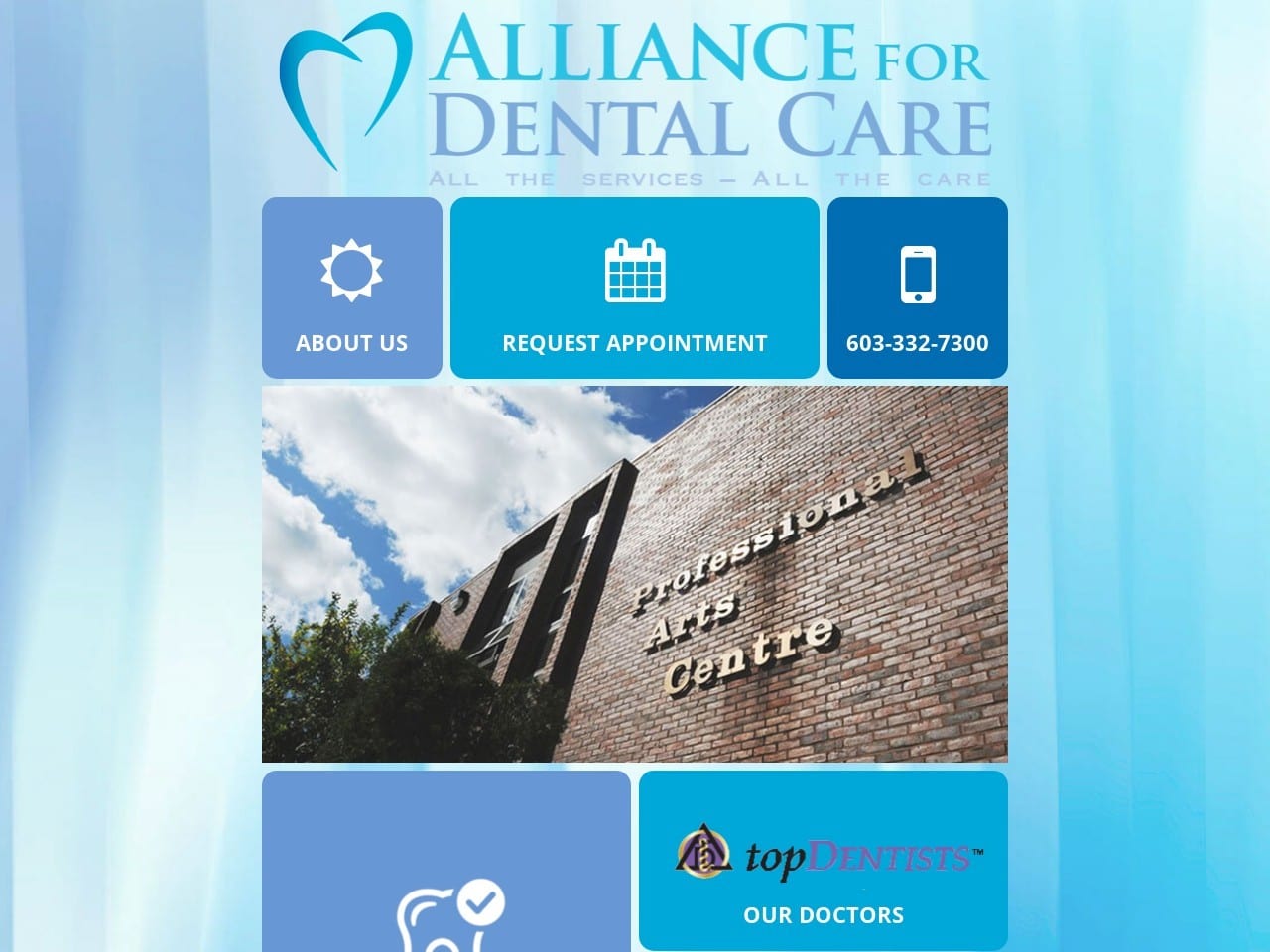 Alliance For Dental Care Website Screenshot from alldentalcare.com