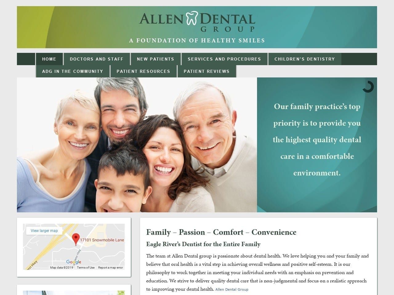 Allen Dental Group Pc Website Screenshot from allendentalak.com