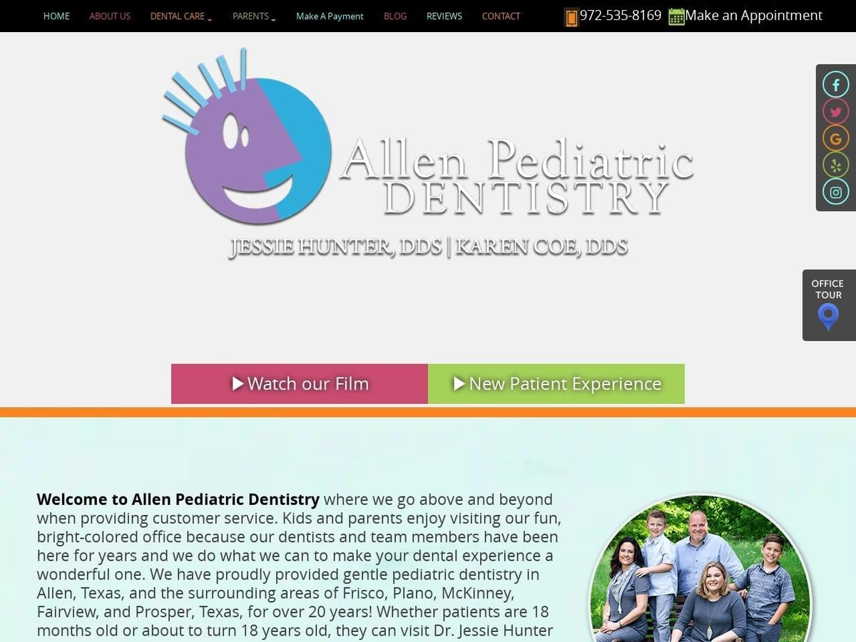 Allenkids Dentist Website Screenshot from allenkidsdentist.com