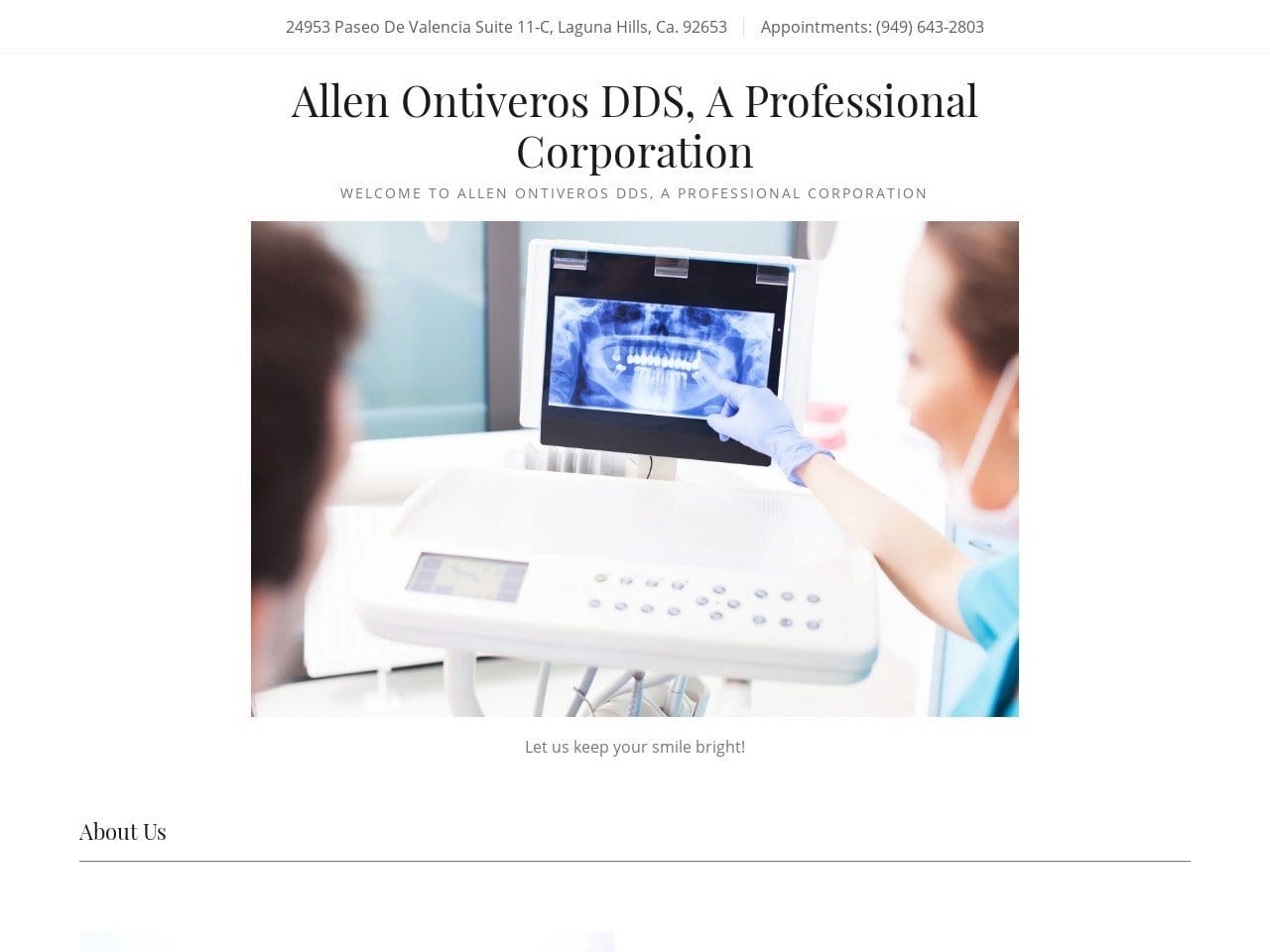 Allen Ontiveros DDS Website Screenshot from allenontiverosdds.com