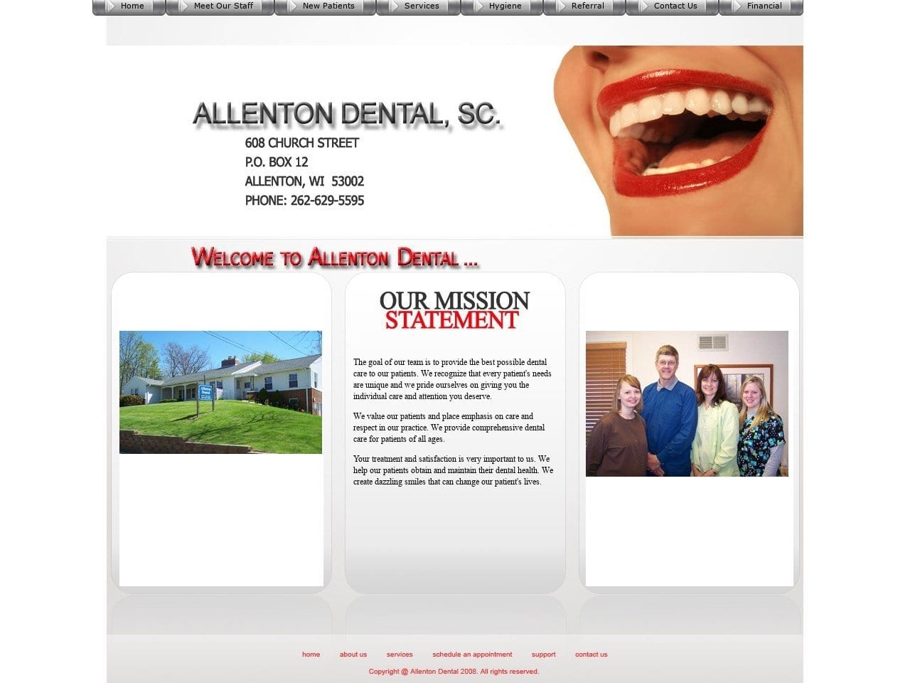 Allentown Dental Services Website Screenshot from allentondental.com