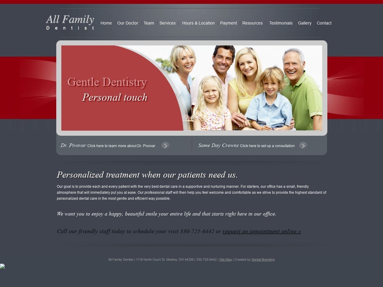 Norman M Pivovar Dds Website Screenshot from allfamilydentist.com