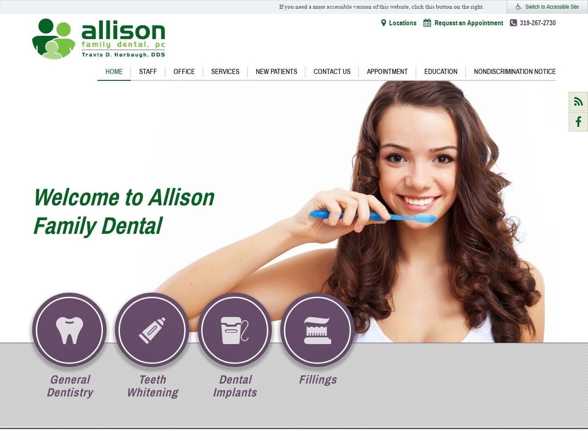 Allison Family Dental PC Website Screenshot from allisonfamilydental.com