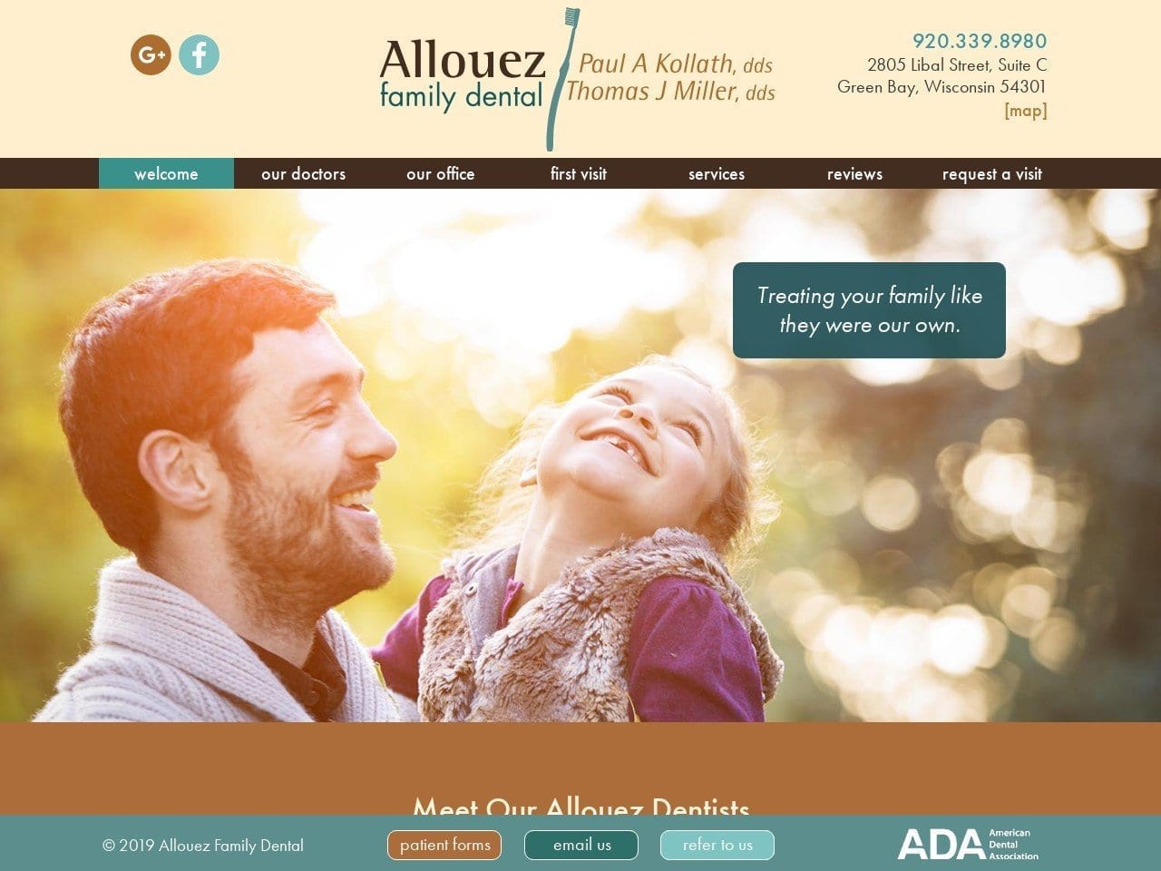 Allouez Family Dental Website Screenshot from allouezfamilydental.com