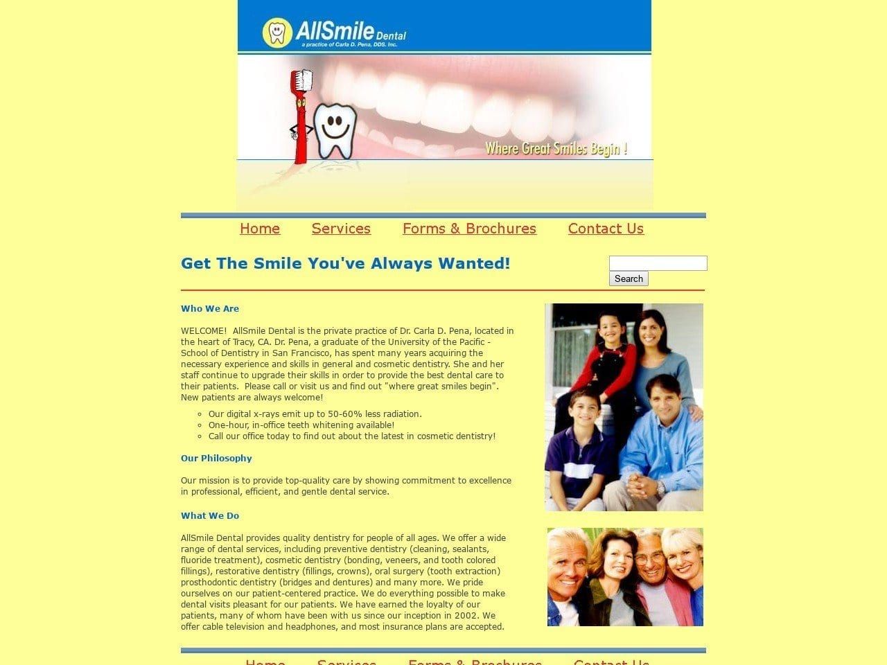 AllSmile Dental Practice Website Screenshot from allsmiledental.com
