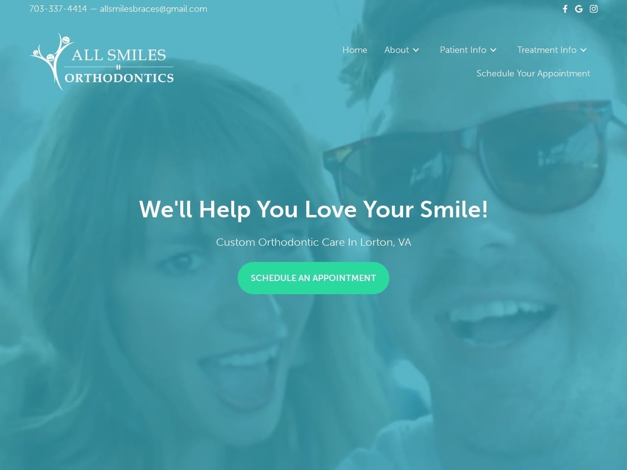 All Smiles Orthodontics Website Screenshot from allsmilesbraces.com