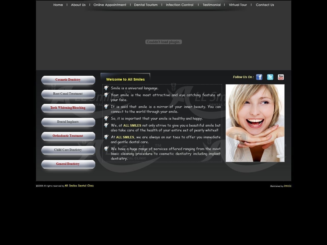 All Smiles Clinic Website Screenshot from allsmilesclinic.com