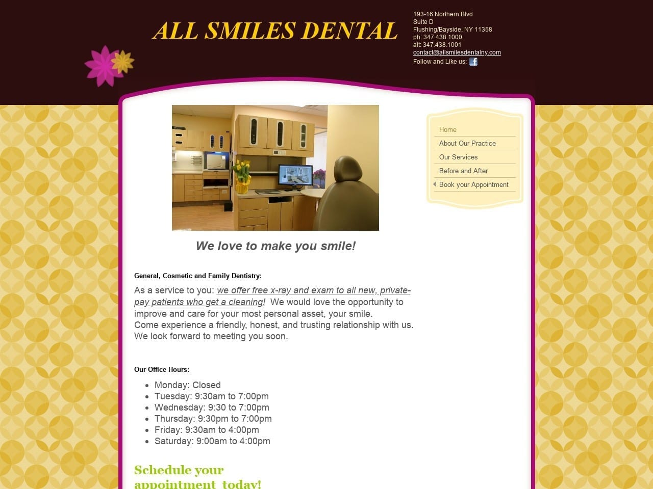 All Smiles Dental Website Screenshot from allsmilesdentalny.com