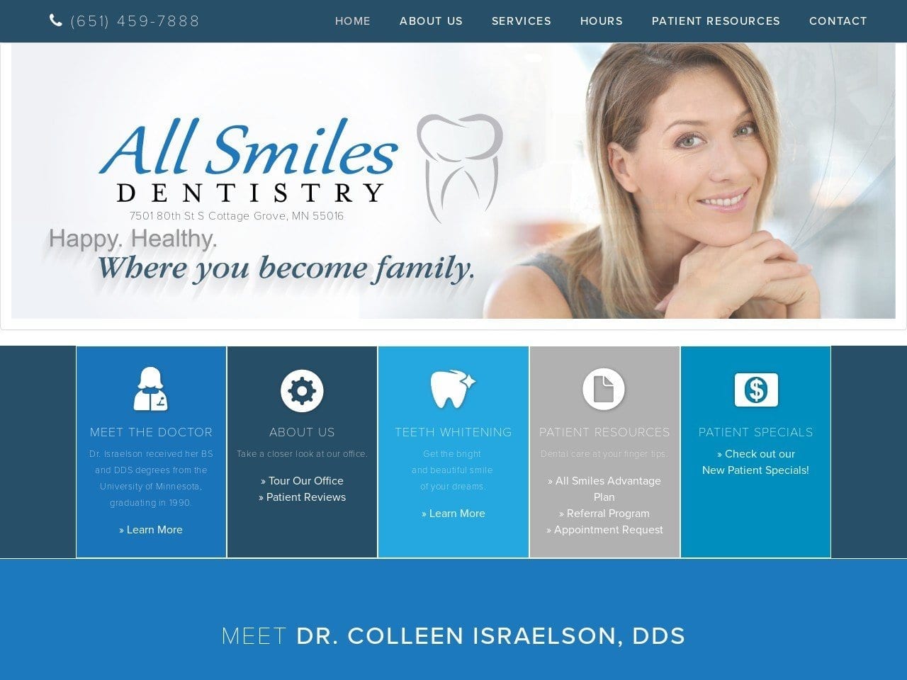 All Smiles Dentist Website Screenshot from allsmilesdentistry.org