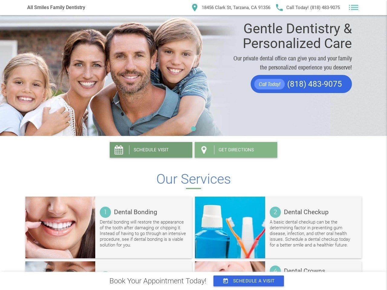 All Smiles Family Dentist Website Screenshot from allsmilesdentisttarzana.com