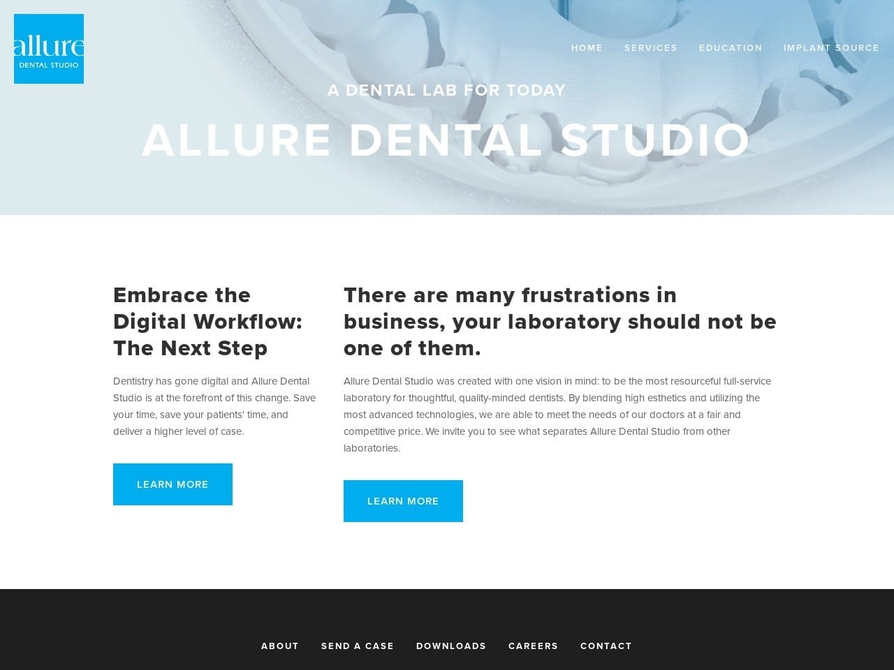 Allure Dental Studio Website Screenshot from alluredentalstudio.com