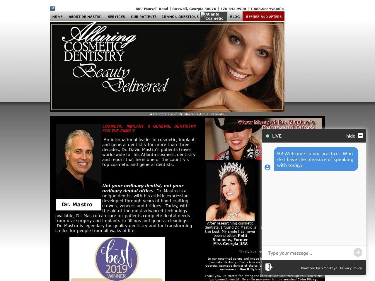 Dr. David M Mastro DDS Website Screenshot from alluringcosmeticdentistry.com