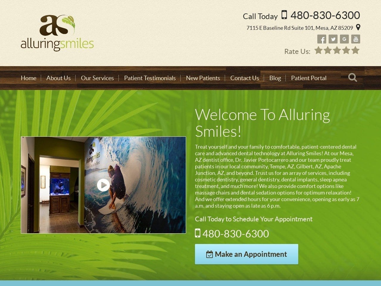 Alluring Smiles Dr. Javier Portocarrero DMD Website Screenshot from alluringsmilesaz.com