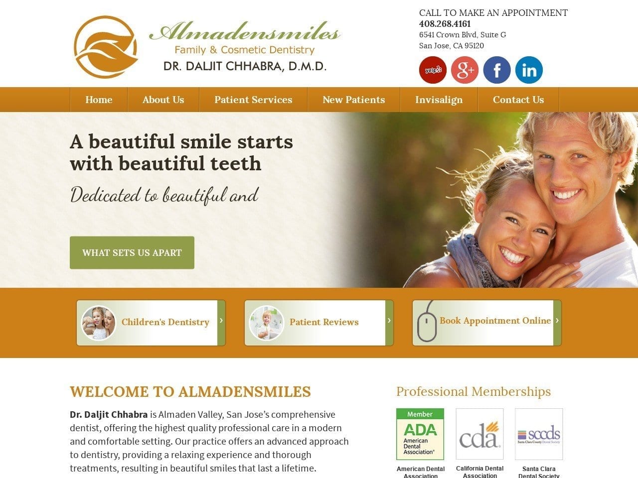 Almadensmiles Inc. Website Screenshot from almadensmiles.com