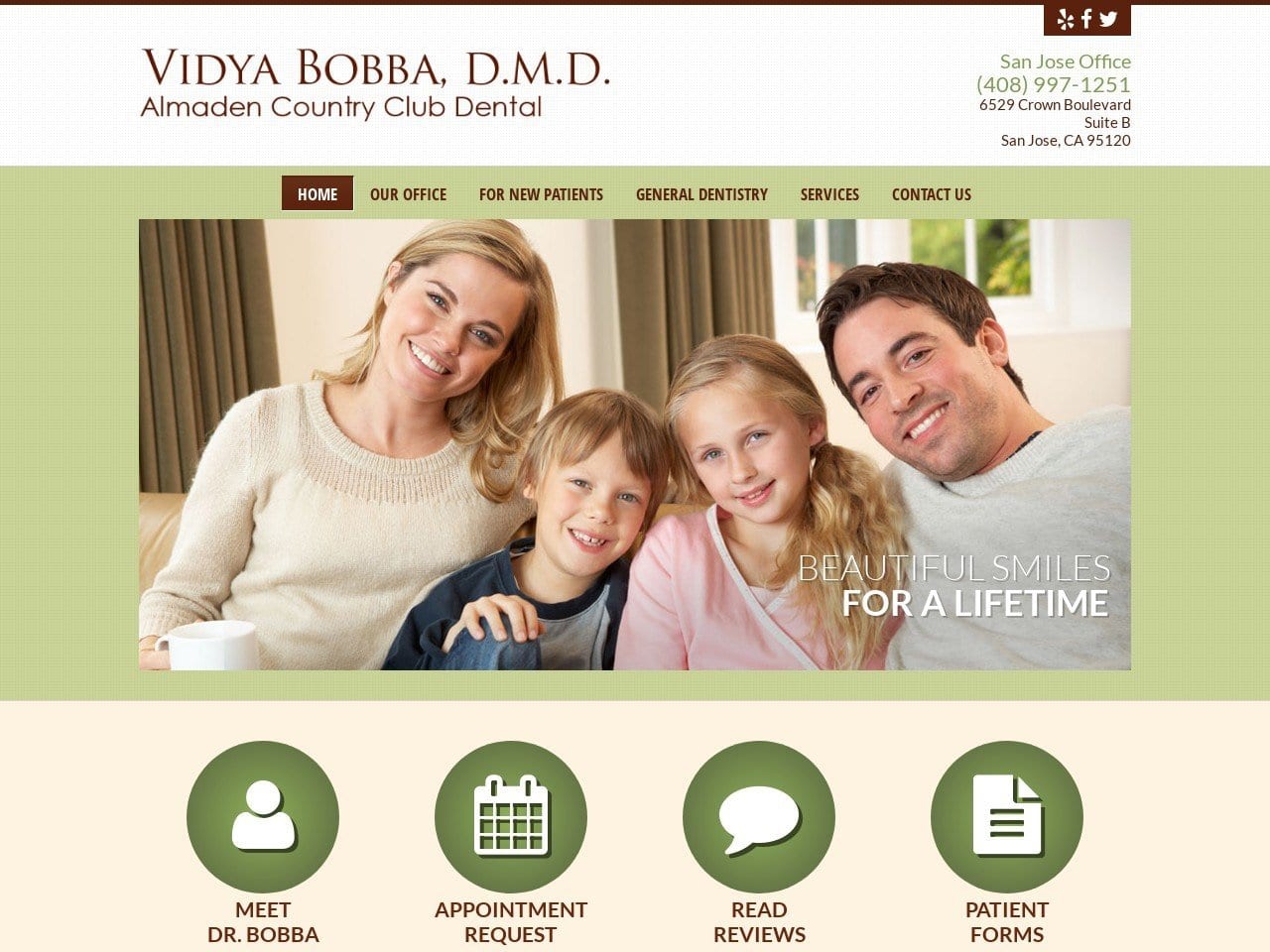 Vidya Bobba DMD Website Screenshot from almadenvalleydentist.com