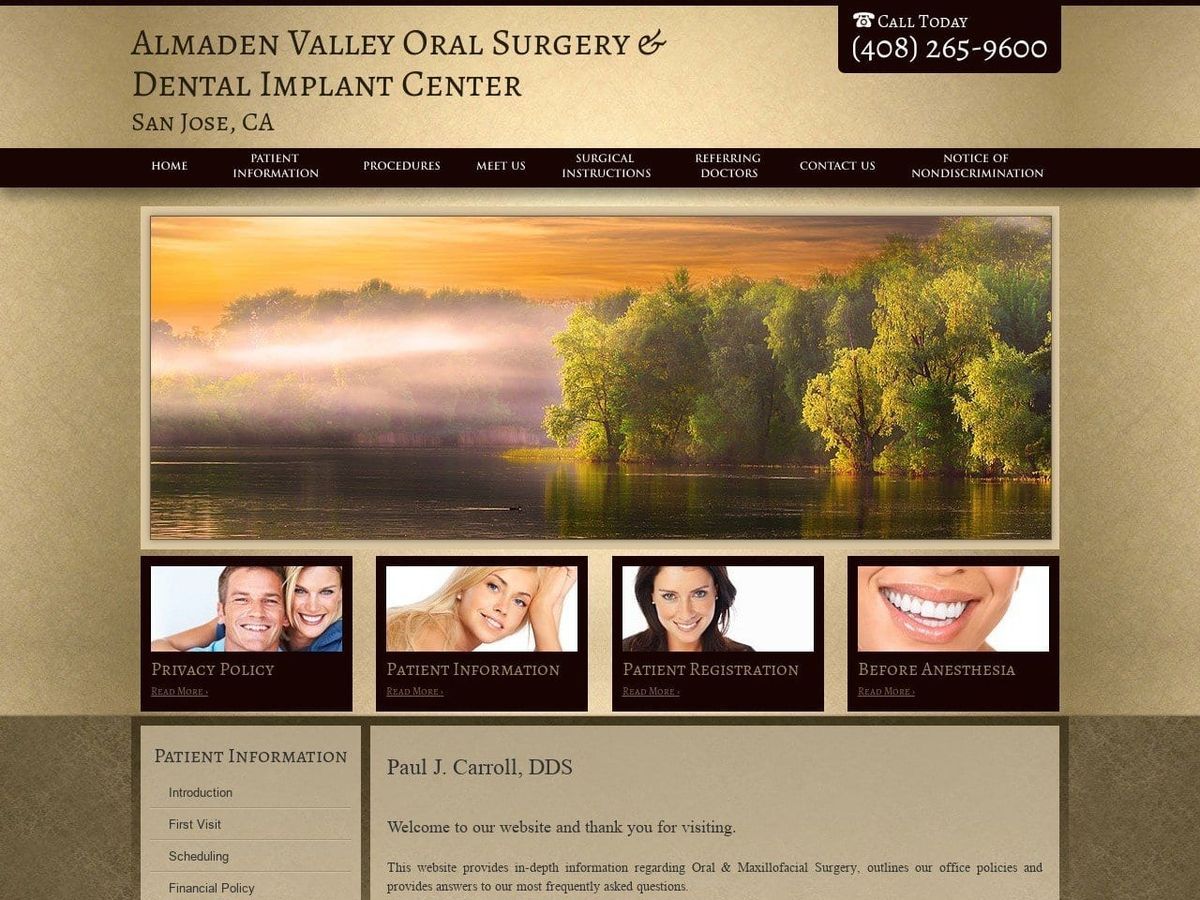 Almaden Valley Oral Surgery Website Screenshot from almadenvalleyoralsurgery.com