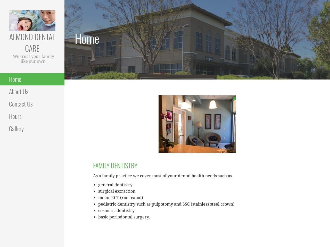 Almond Plaza Dental Care Website Screenshot from almonddentalcare.com
