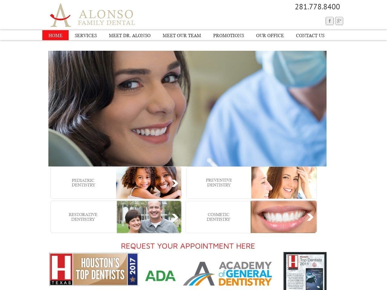 Alonso Family Dental Website Screenshot from alonsofamilydental.com